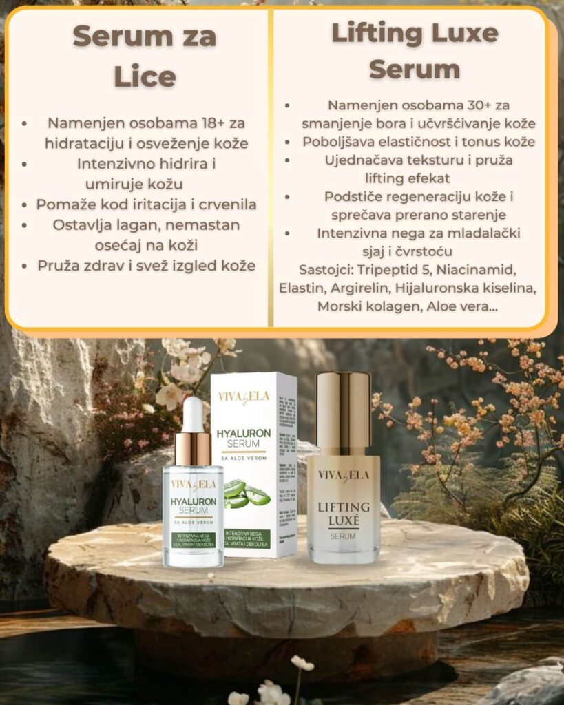 Razlika između Hijaluron seruma i LUX Lifting seruma Viva by Ela – prirodna nega za mladalačku i zrelu kožu